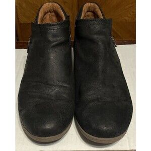 Cobb Hill Crosbie Black Leather Leaf Embossed Zip Ankle Boots Booties Size 9M